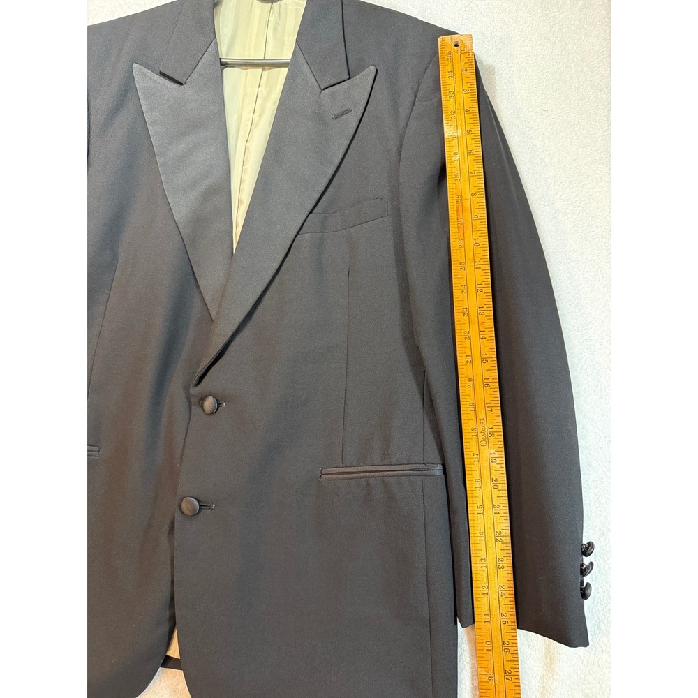 Chaps Ralph Lauren Mens Black Tuxedo Jacket Satin Peak Lapel Blazer 43L USA Made - Picture 8 of 11